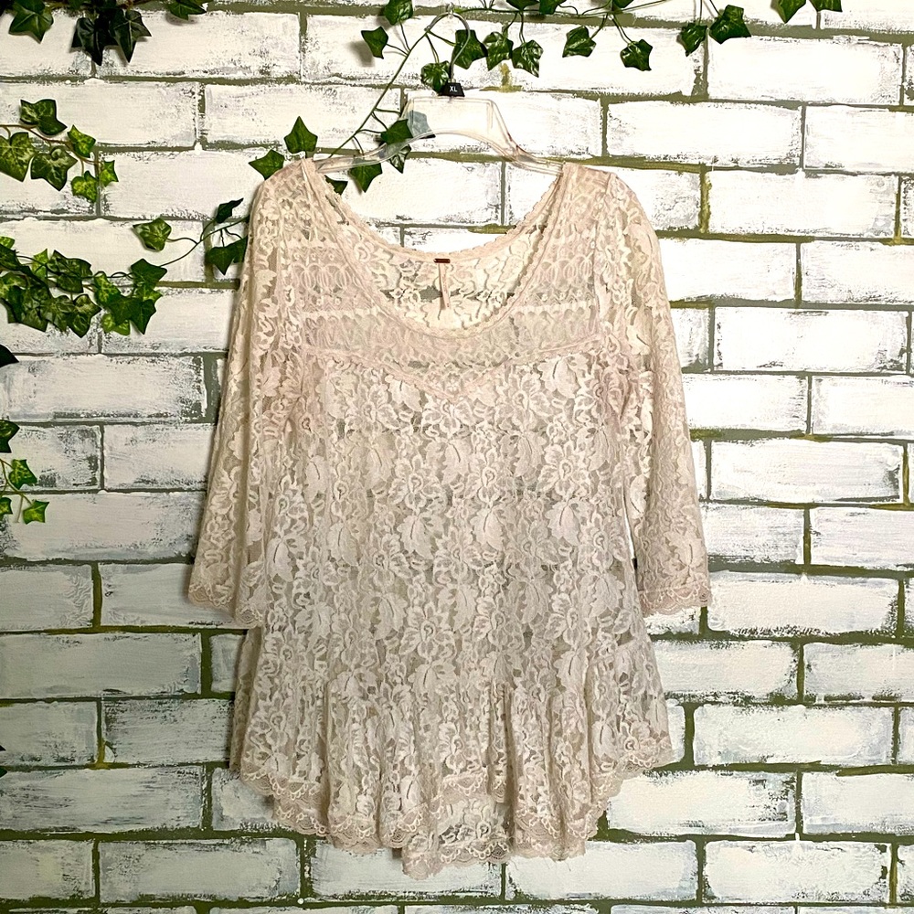 Free People white lace shirt
